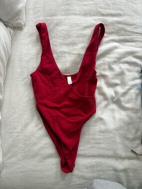 Los Angeles Apparel Red Ribbed Bodysuit